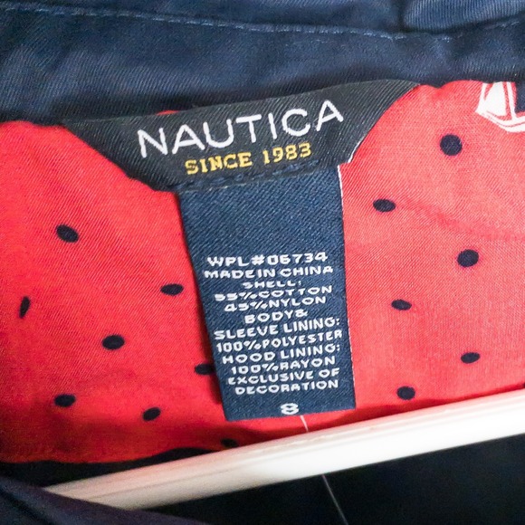 NEW Nautica Jacket Girls‎ 8 Navy Blue Double Breasted Peacoat Hooded Lined - Picture 2 of 7